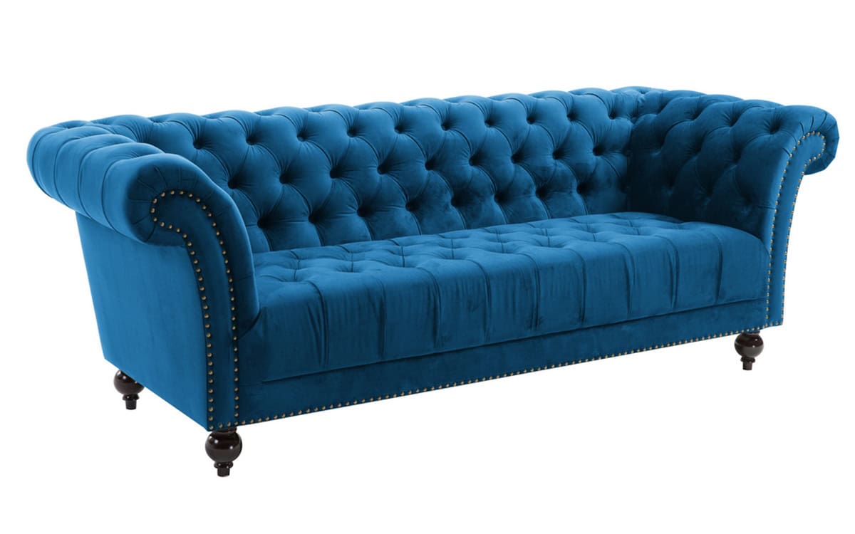 Chester Fabric 3 Seater Sofa - Midnight Blue - Image 2