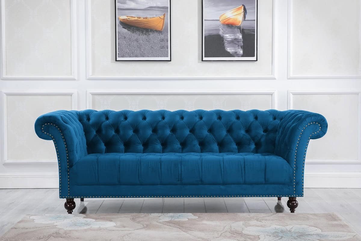 Chester Fabric 3 Seater Sofa - Midnight Blue - Image 3
