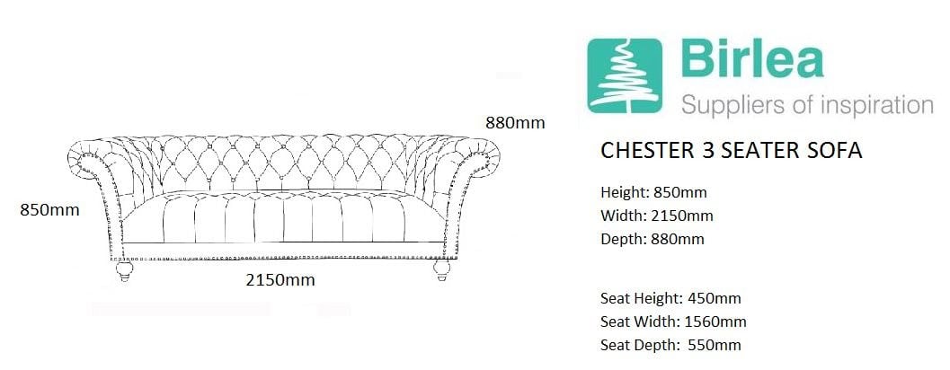 Chester Fabric 3 Seater Sofa - Midnight Blue - Image 9