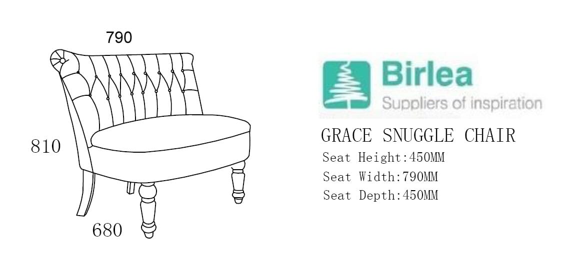 Grace Snuggle Chair - Grey Velvet - Image 4