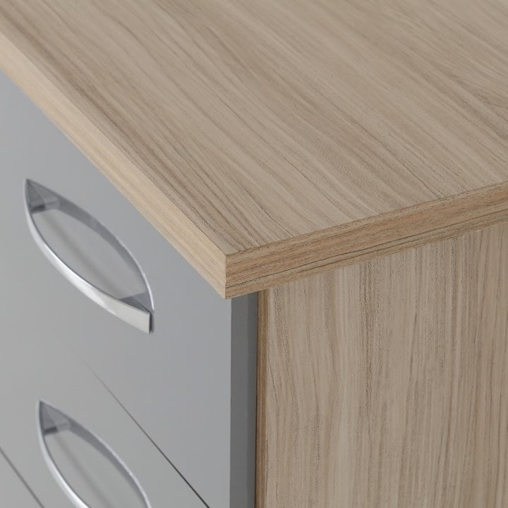 Nevada 3 Drawer Bedside - Grey & Oak - Image 3