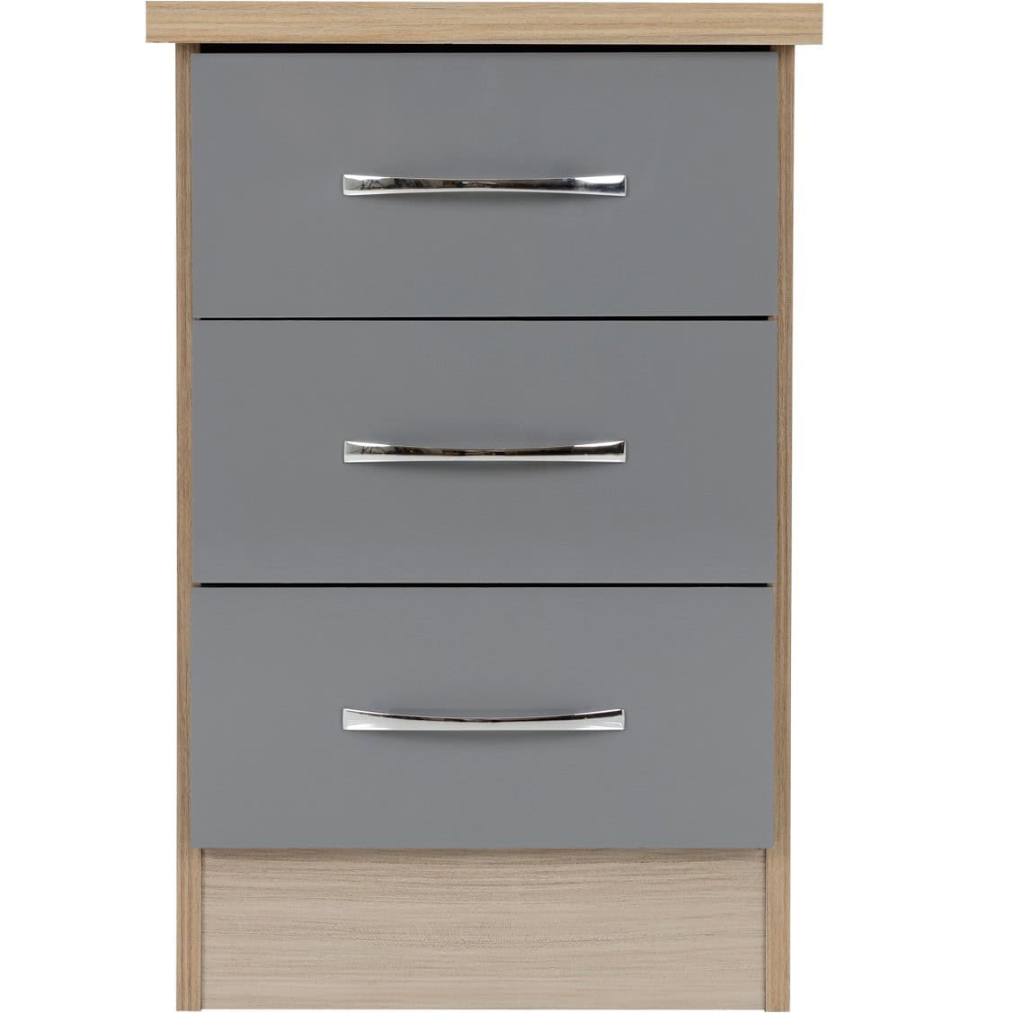 Nevada 3 Drawer Bedside - Grey & Oak - Image 4
