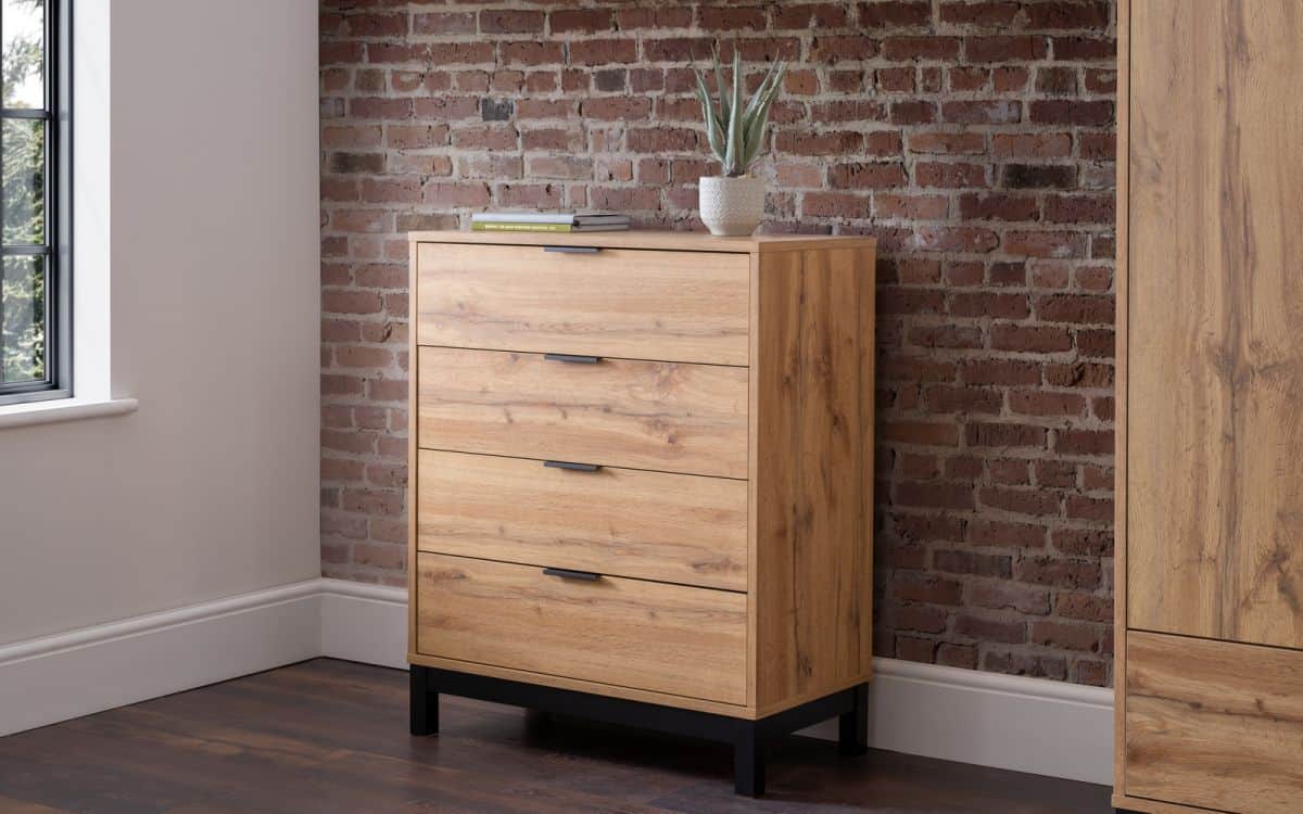 Batu 4 Drawer Chest - Oak & Black | Buy Online | Beds.ie