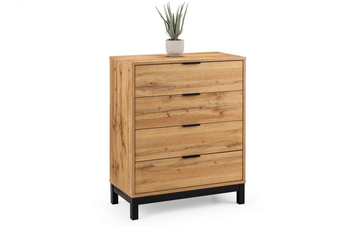 Batu 4 Drawer Chest - Oak & Black - Image 3