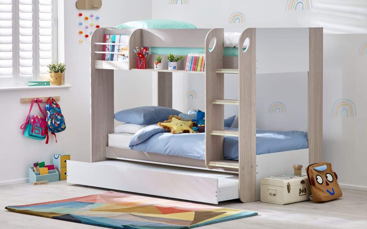 Montu Bunk Bed & Underbed - Taupe & White | Buy Online | Beds.ie