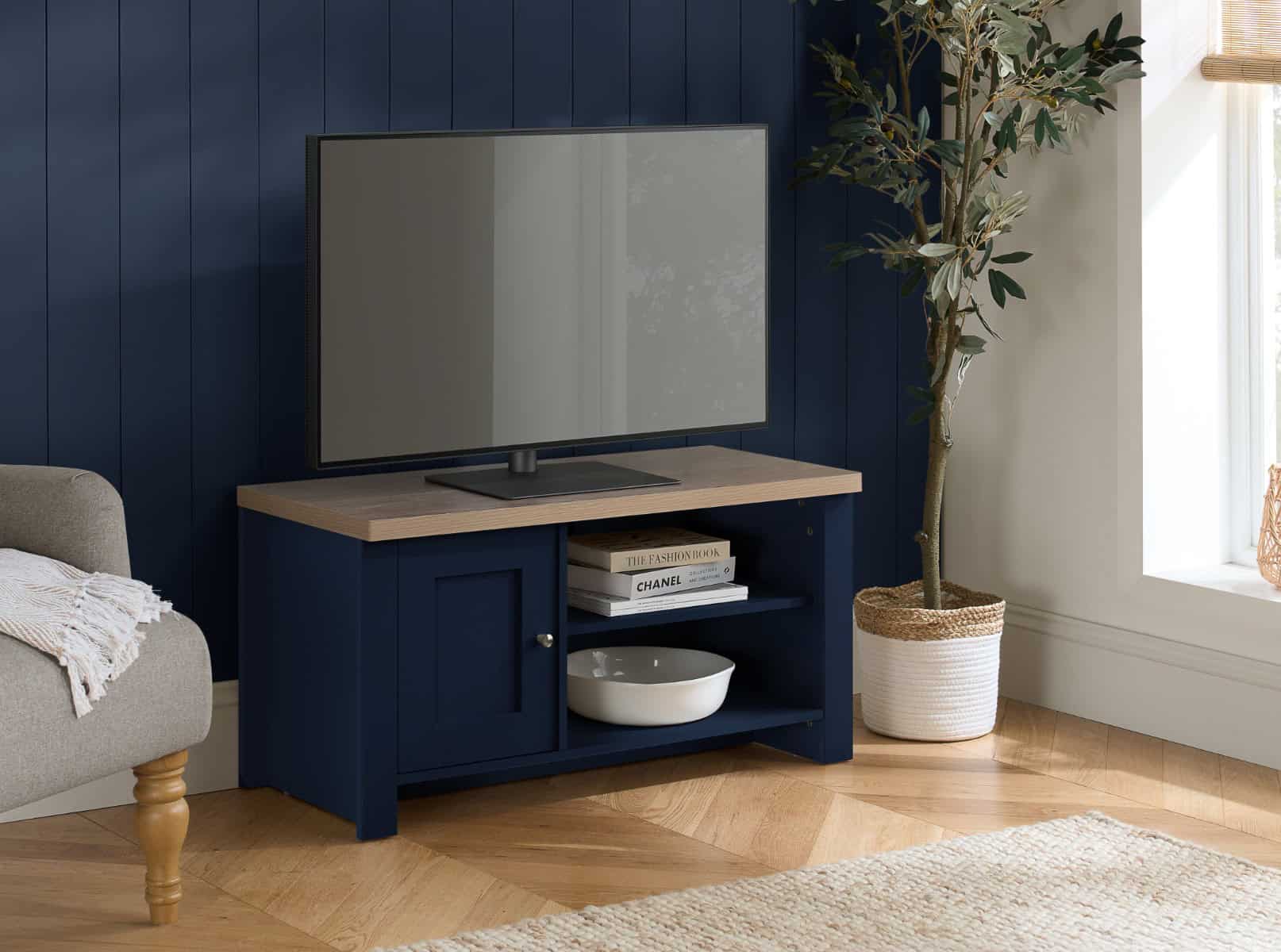 Highgate Small TV Unit - Navy & Oak | Buy Online | Beds.ie