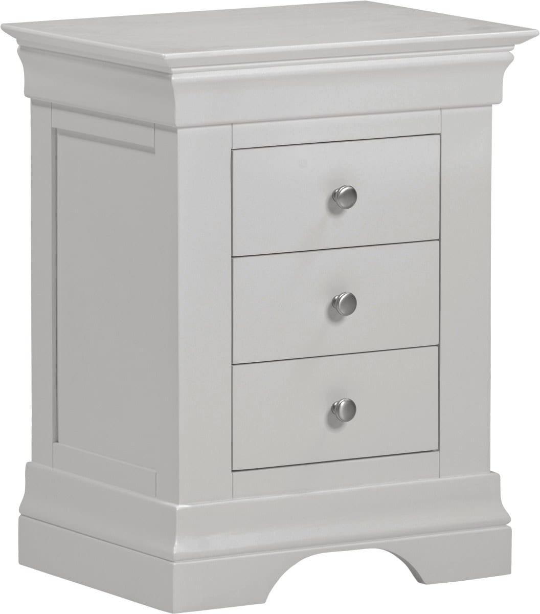 Bordeaux 3 Drawer Bedside - Pebble Grey | Buy Online | Beds.ie