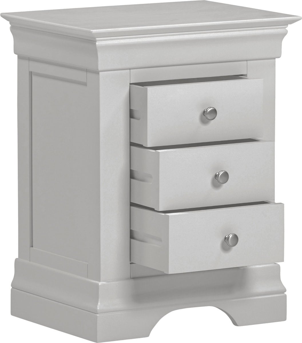 Bordeaux 3 Drawer Bedside - Pebble Grey - Image 3