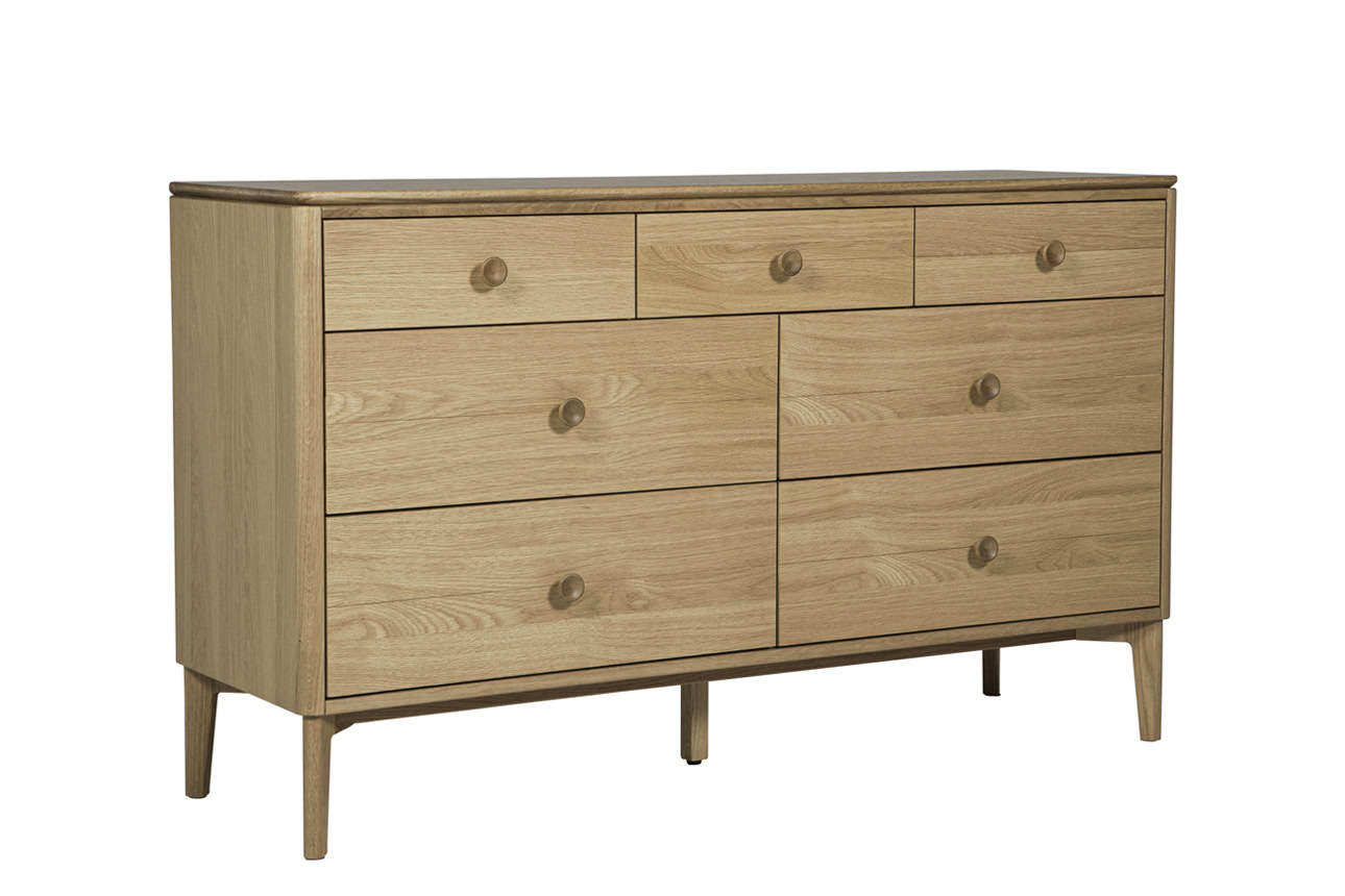 Hadley Wide Chest 7 Drawer - Oak Natural | Buy Online | Beds.ie