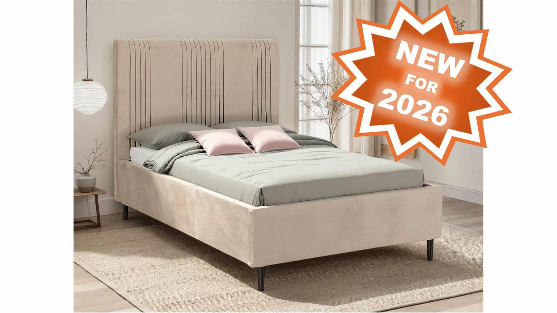 Maine 4ft6 Bedframe - Taupe Velvet - Image 9