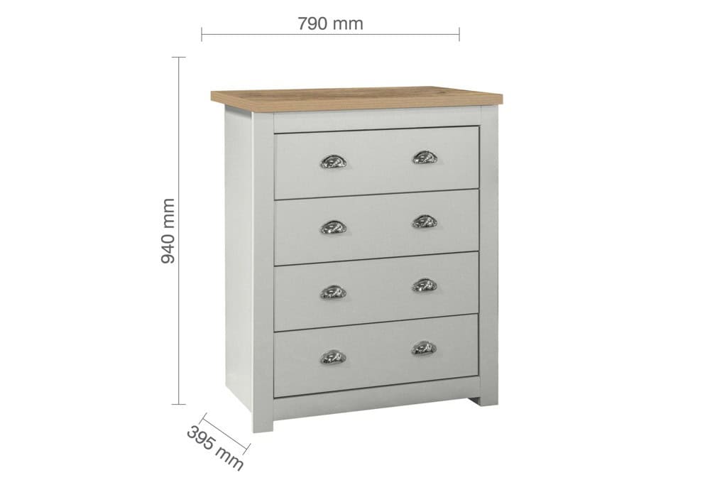 Highgate 4 Drawer Chest - Grey & Oak - Image 8