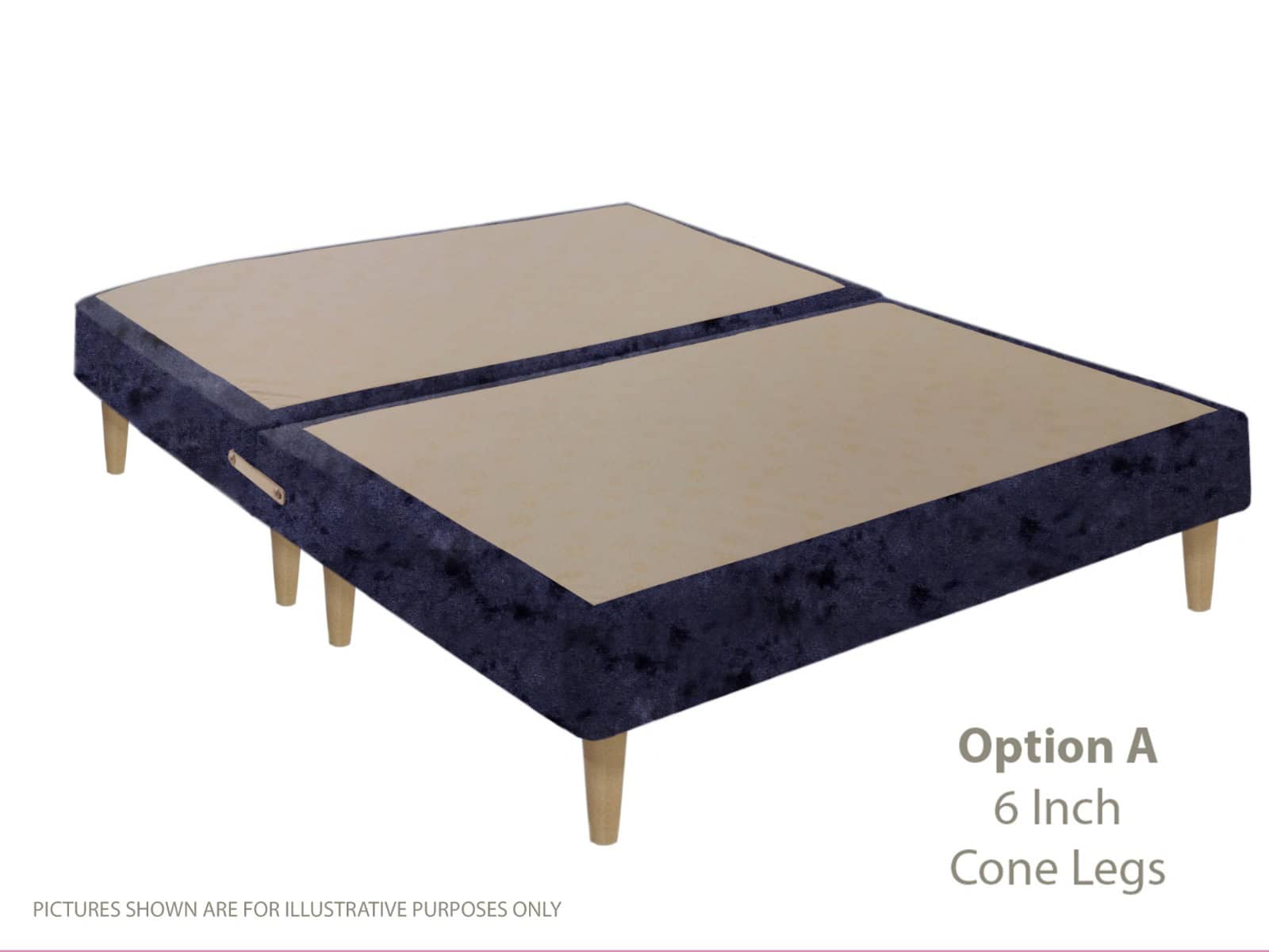 Apollo 5ft Glitz Navy Shallow Divan Base on Legs | Buy Online | Beds.ie