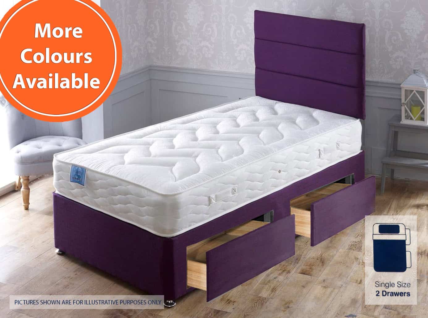 Apollo 3ft Hermes 2 Drawer Bed | Buy Online | Beds.ie