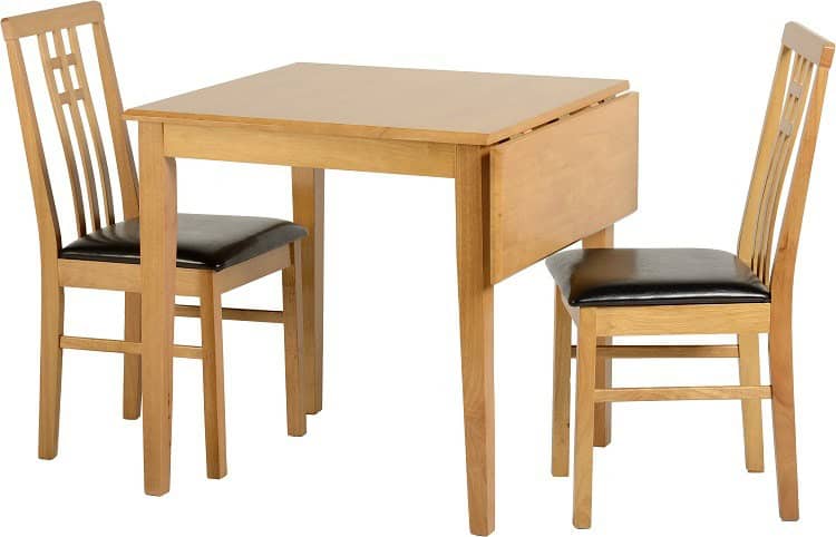 Vienna Drop Leaf Dining Set - Medium Oak/Brown Faux Leather | Buy Online | Beds.ie