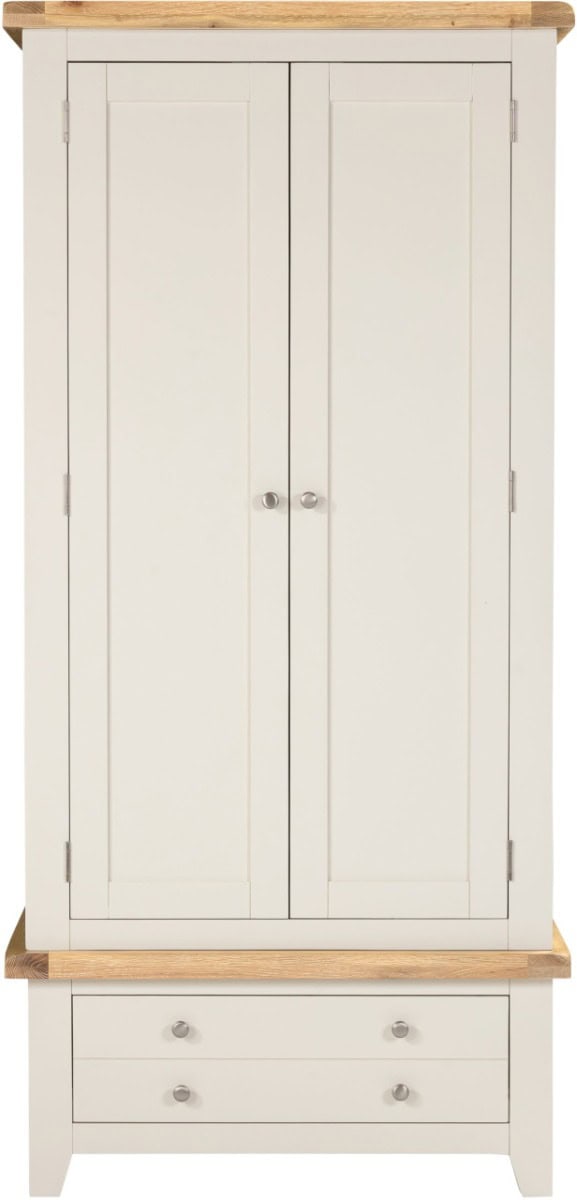 Windsor 2 Door 1 Drawer Wardrobe - Ivory & Oak - Image 5