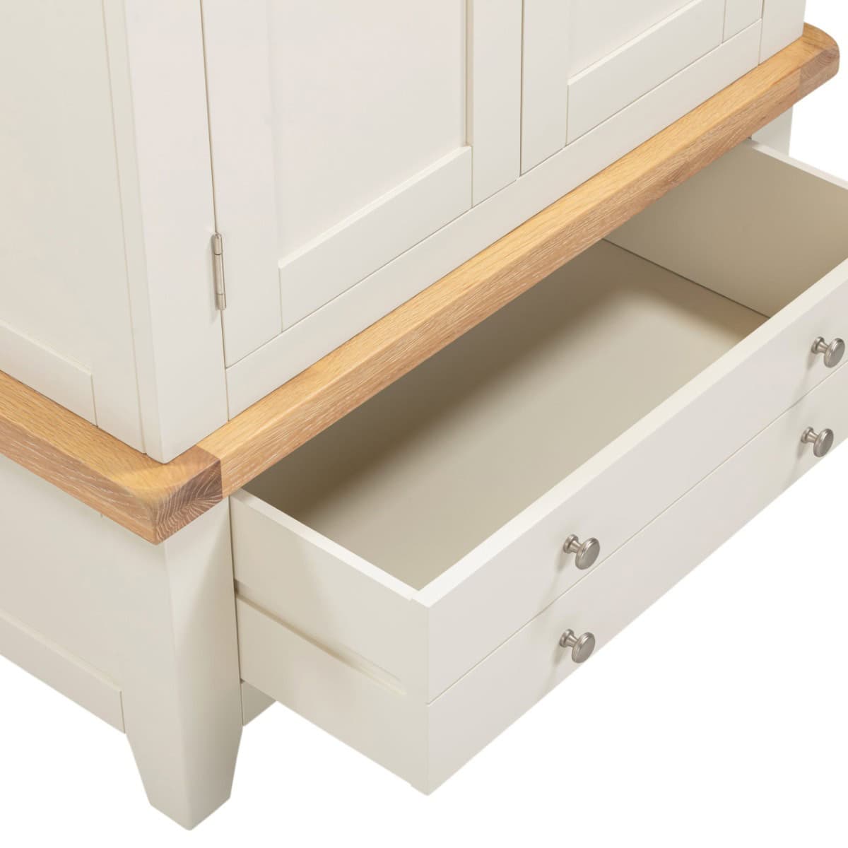 Windsor 2 Door 1 Drawer Wardrobe - Ivory & Oak - Image 6
