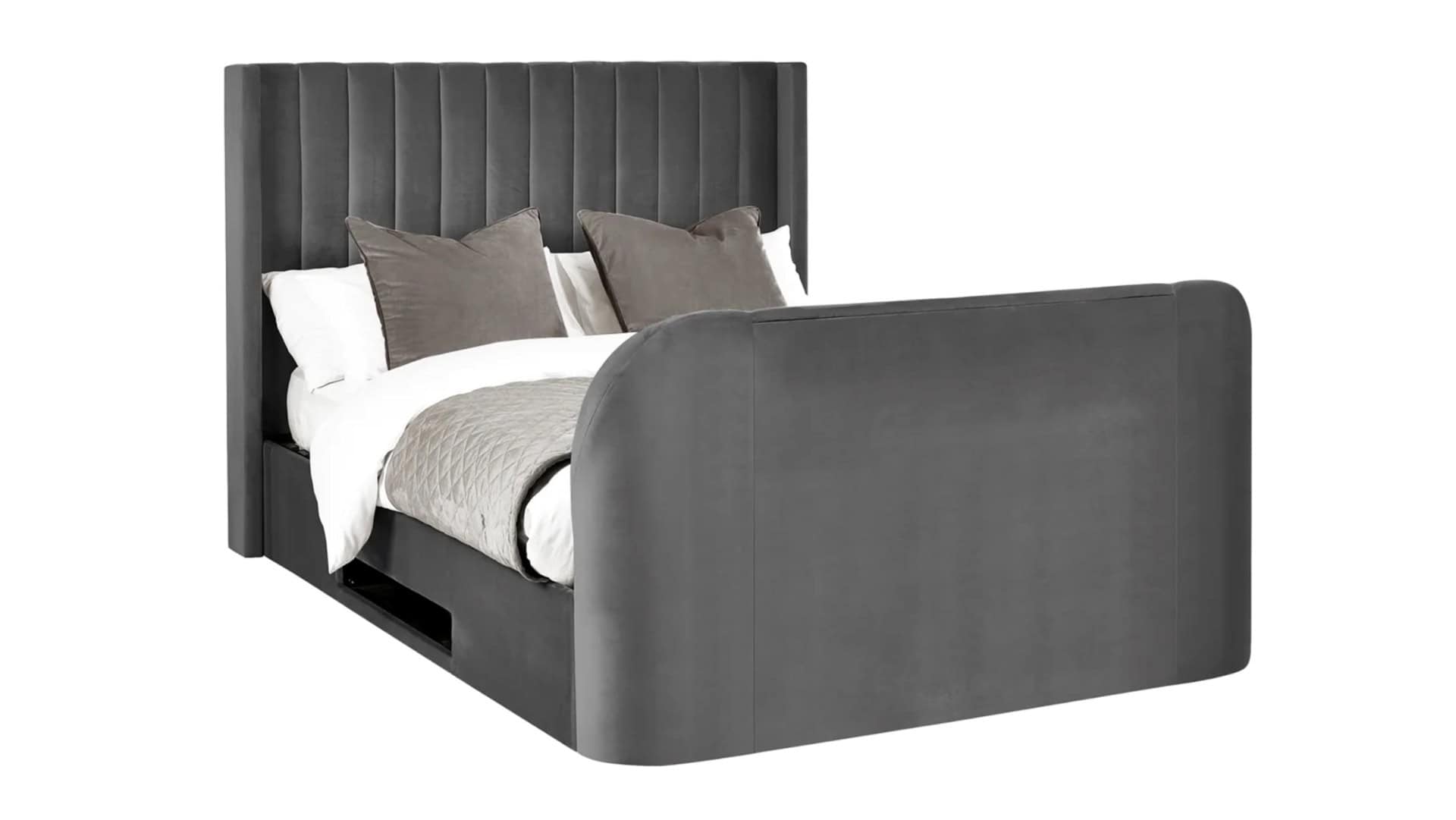 Clarke 6ft TV Side opening Ottoman - Dark Grey Fabric - Image 4