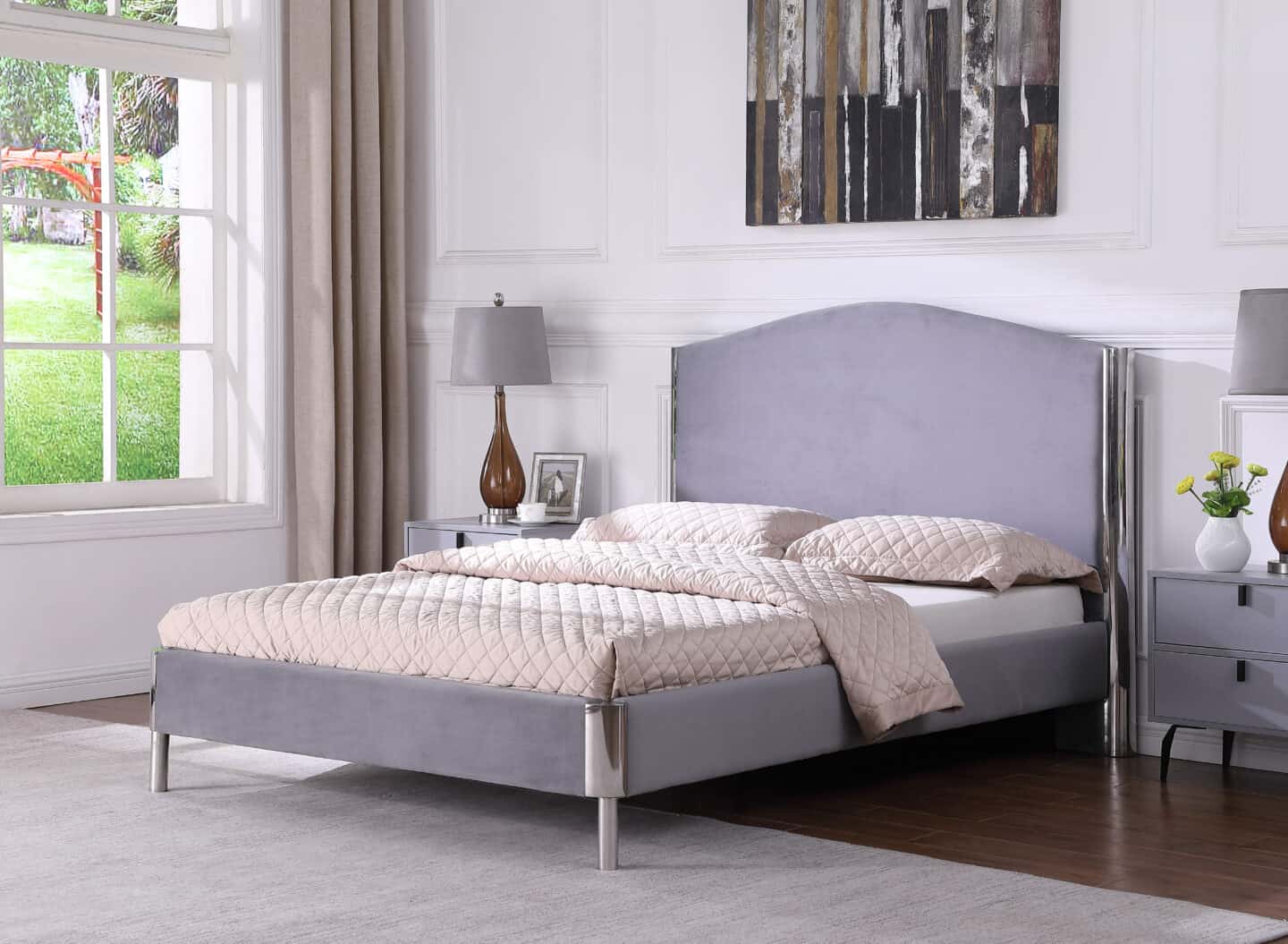 Albee 4ft6 Bedframe - Grey | Buy Online | Beds.ie
