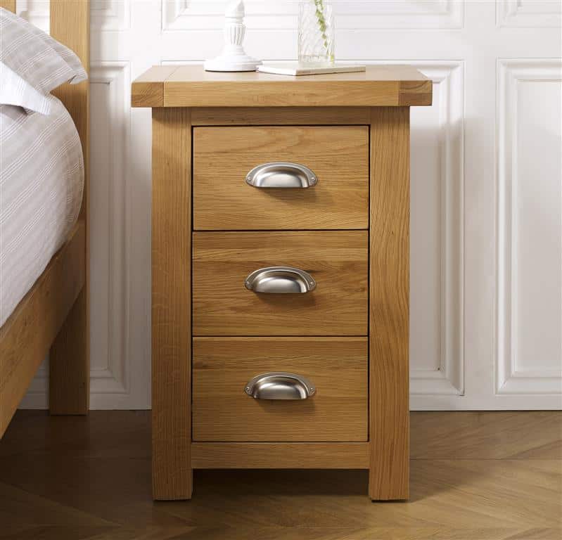 Woburn Large 3 Drawer Bedside - Oak | Buy Online | Beds.ie
