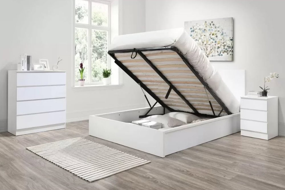 5ft Oslo Ottoman Bedframe - White | Buy Online | Beds.ie