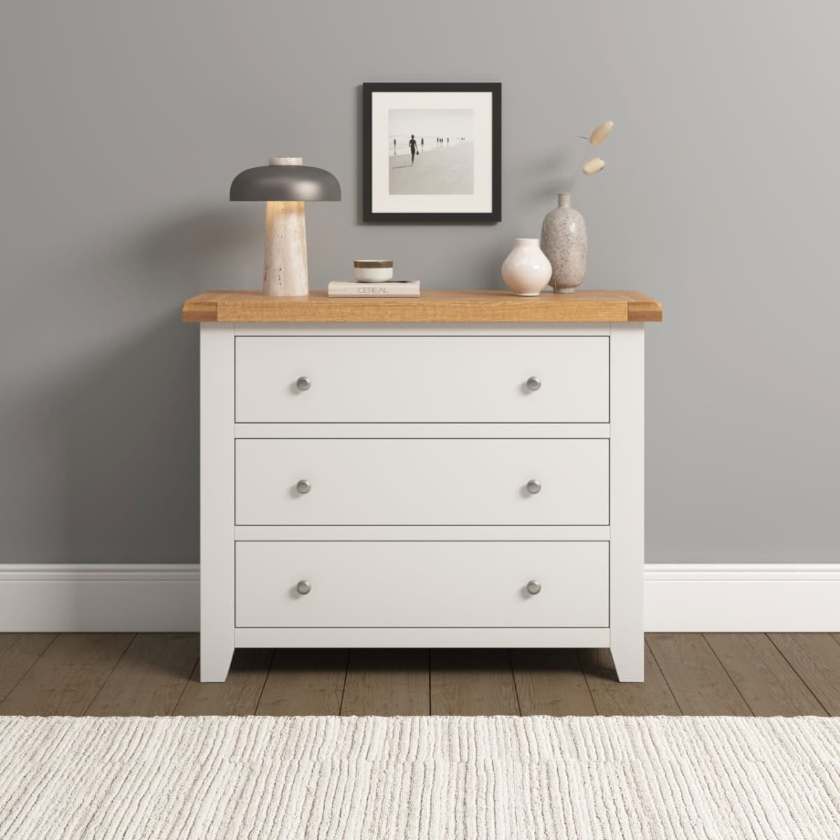 Windsor 3 Drawer Chest - Ivory & Oak | Buy Online | Beds.ie