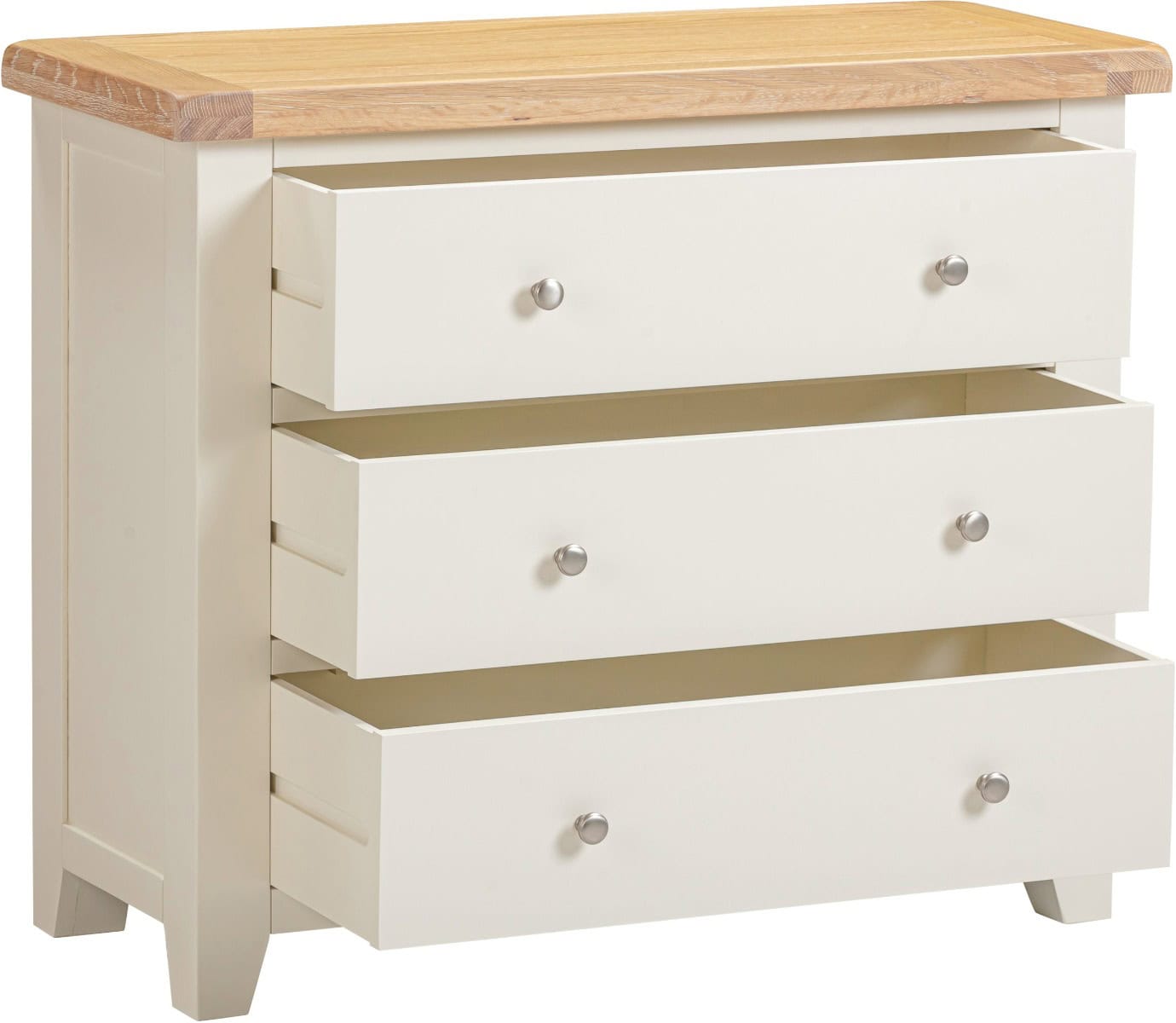 Windsor 3 Drawer Chest - Ivory & Oak - Image 3