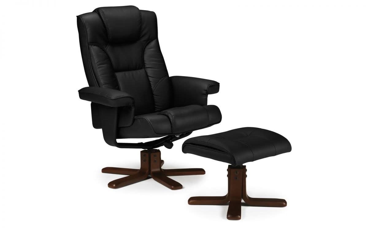 Reggio Recline Chair & Footstool - Black | Buy Online | Beds.ie