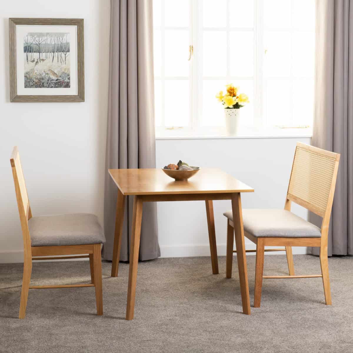 Austin & Ellis 1+2 Dining Set - Oak Effect and Grey Fabric | Buy Online | Beds.ie