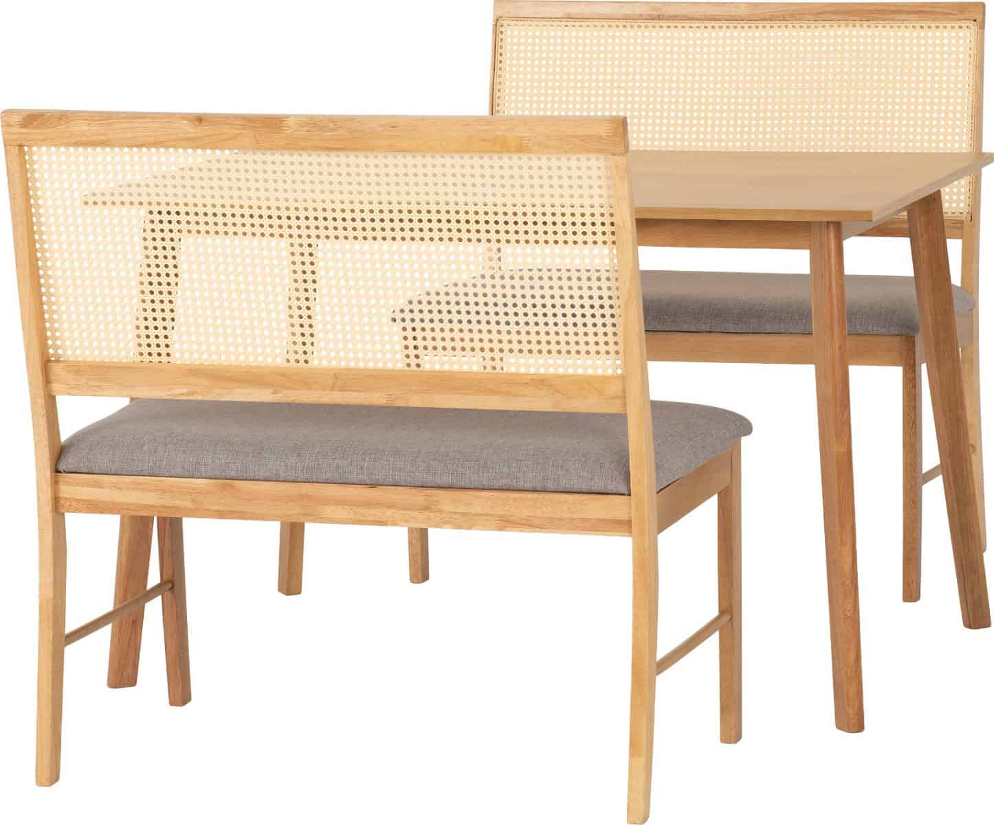 Austin & Ellis 1+2 Dining Set - Oak Effect and Grey Fabric - Image 2