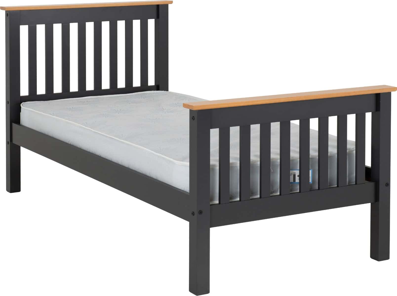 Monaco 3ft High End Bedframe - Dark Grey & Oak | Buy Online | Beds.ie