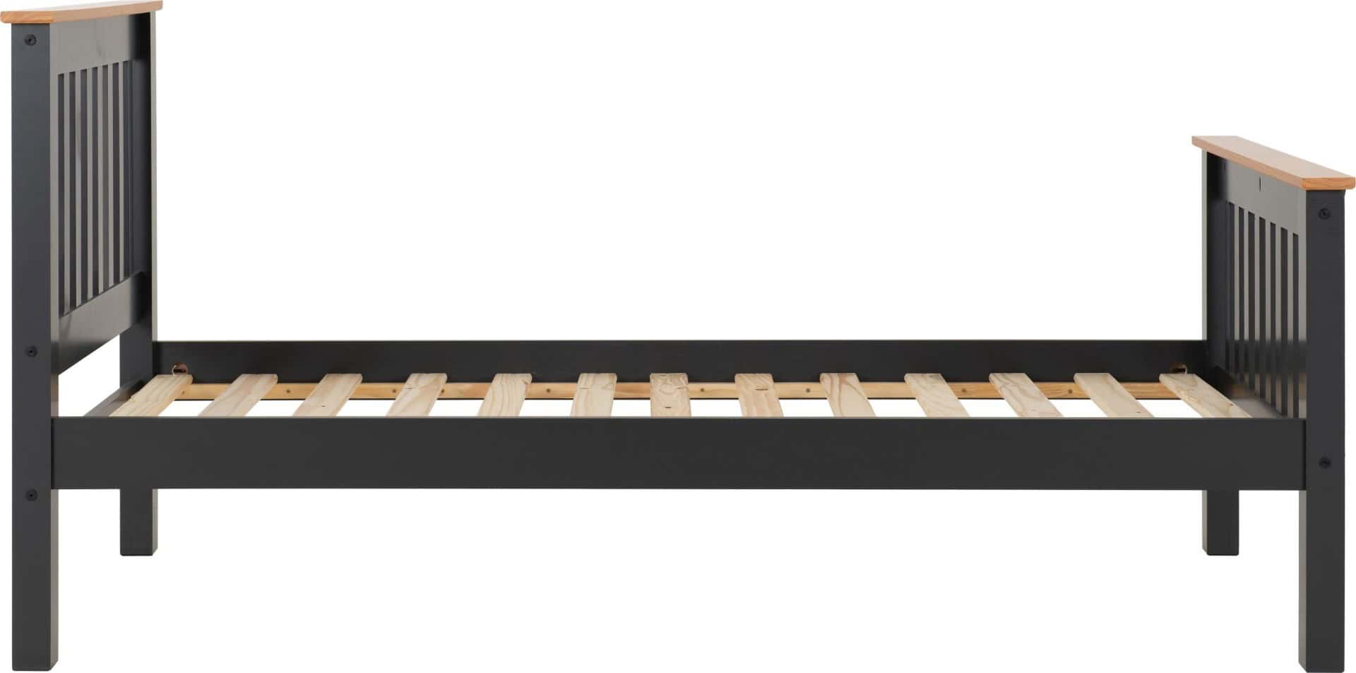 Monaco 3ft High End Bedframe - Dark Grey & Oak - Image 2