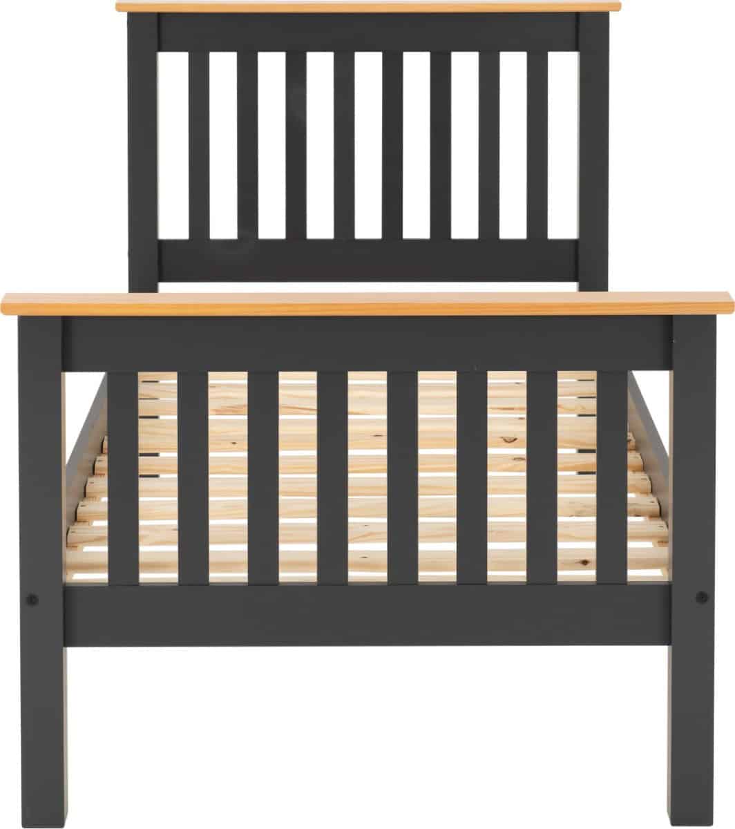 Monaco 3ft High End Bedframe - Dark Grey & Oak - Image 3