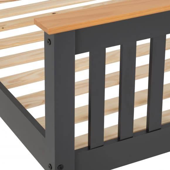 Monaco 3ft High End Bedframe - Dark Grey & Oak - Image 4