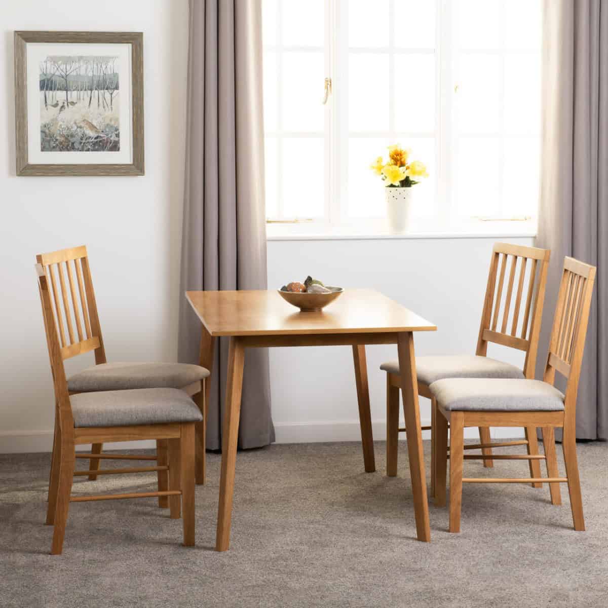 Austin 1+4 Dining Set - Oak Effect and Grey Fabric | Buy Online | Beds.ie
