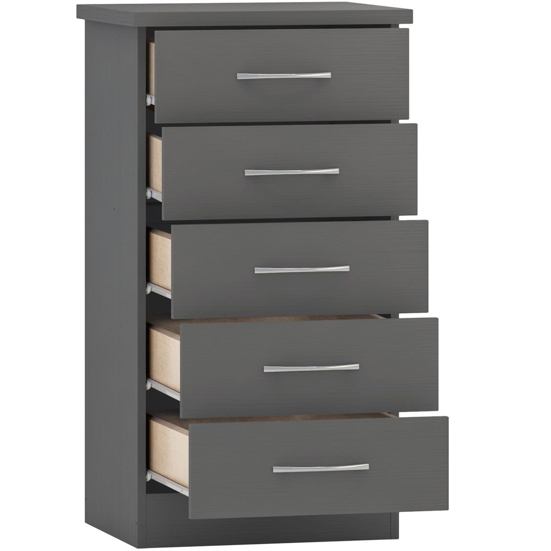 Nevada 5 Drawer Narrow Chest - 3D Effect Grey - Image 2