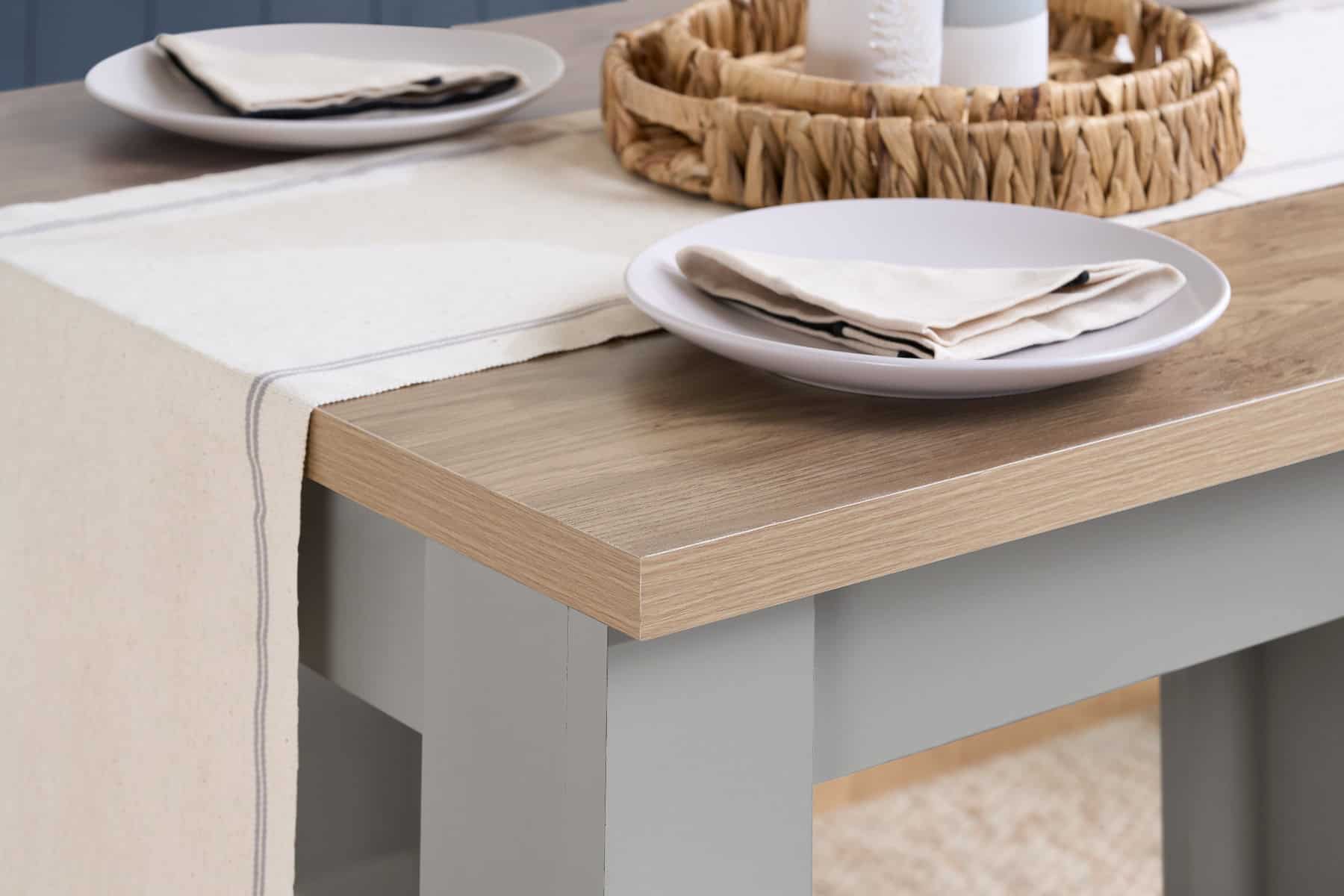 Highgate Dining Table & Bench Set - Grey & Oak - Image 2