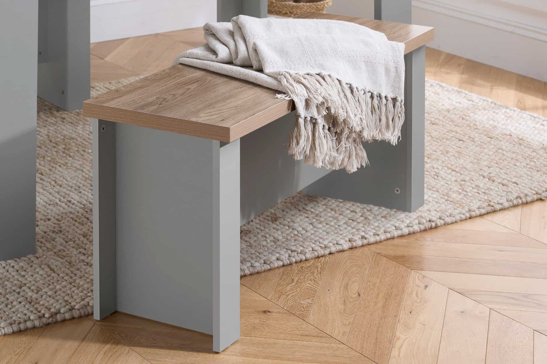 Highgate Dining Table & Bench Set - Grey & Oak - Image 4