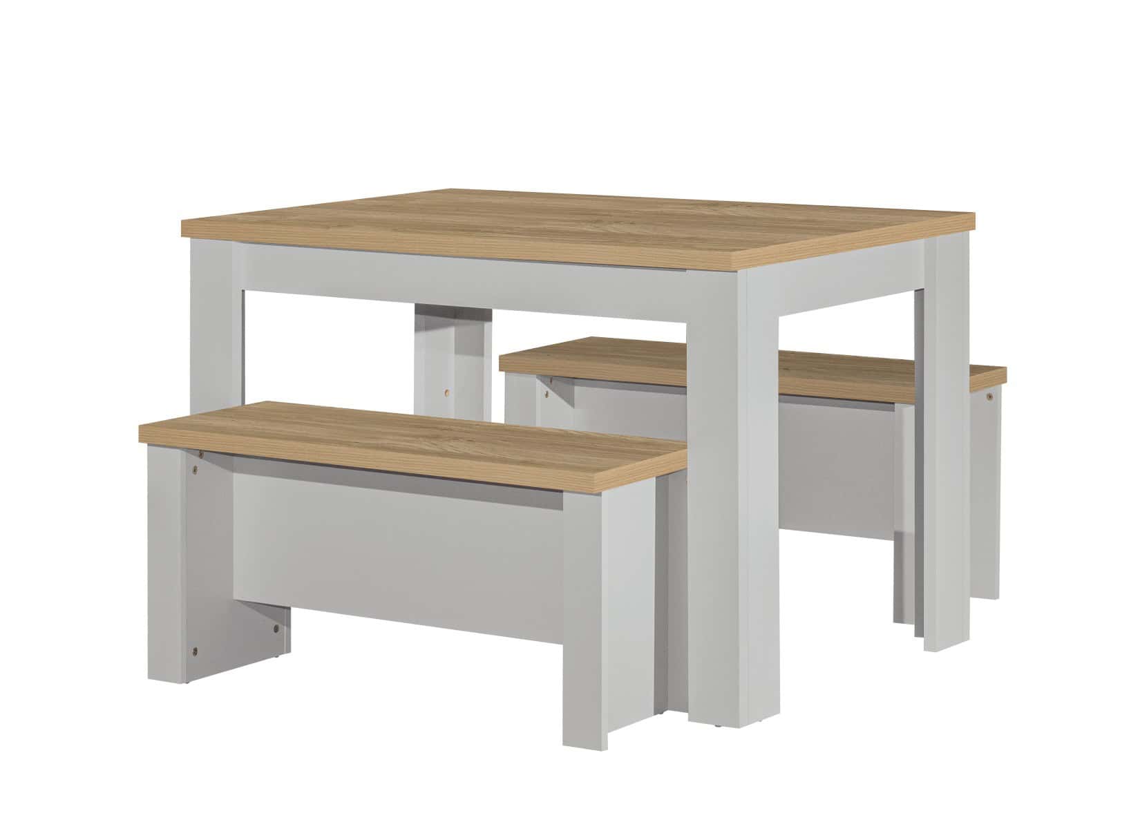 Highgate Dining Table & Bench Set - Grey & Oak - Image 6