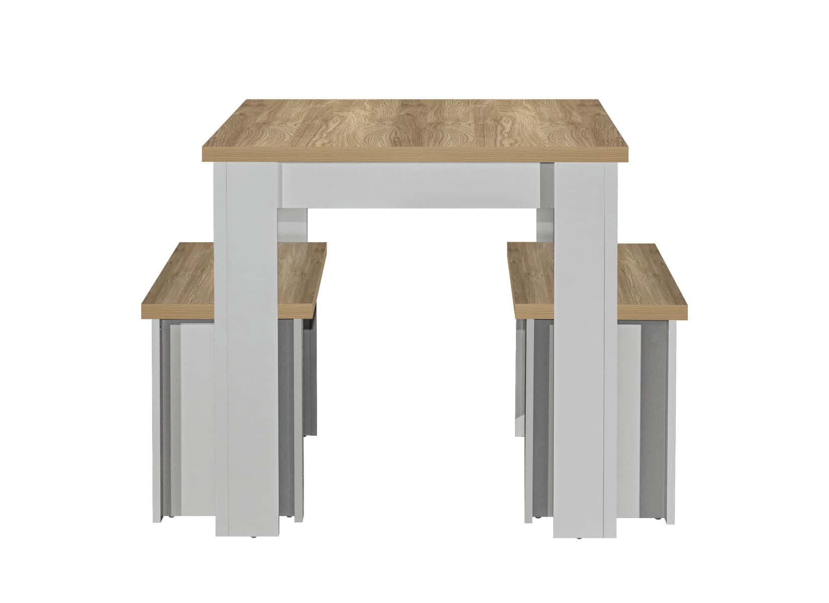 Highgate Dining Table & Bench Set - Grey & Oak - Image 7