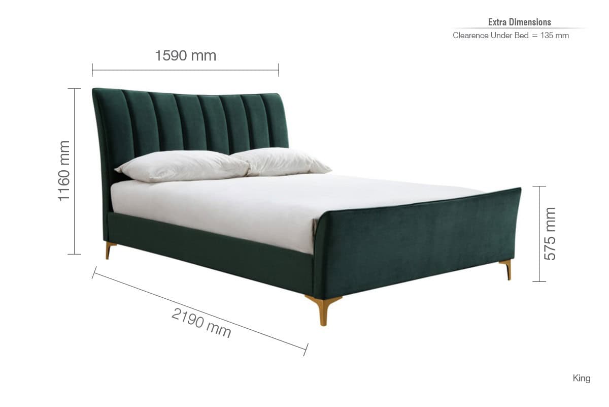 Clover 5ft Bed - Green Velvet - Image 10