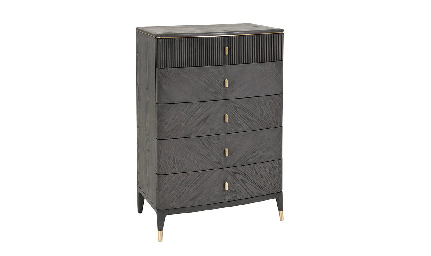 Diletta Tall Dressing Chest 5 Drawer - Ebony | Buy Online | Beds.ie