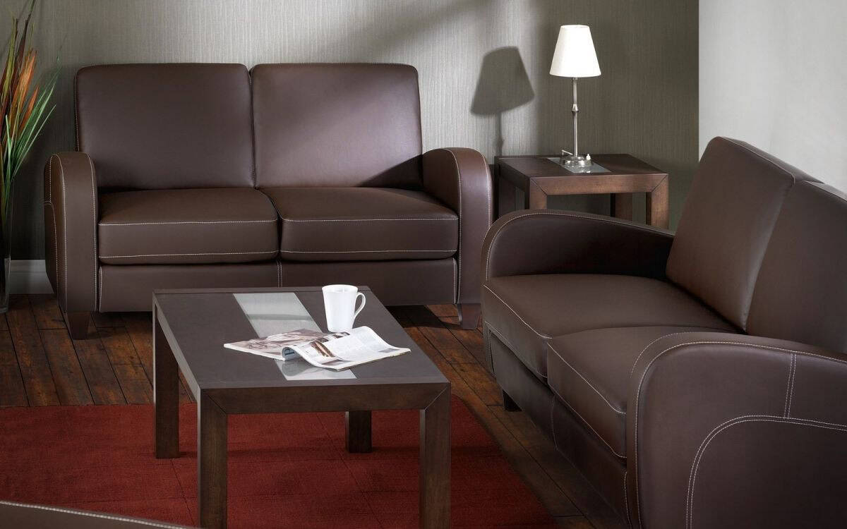 Josie 2 Seater Sofa - Chestnut Faux Leather - Image 2