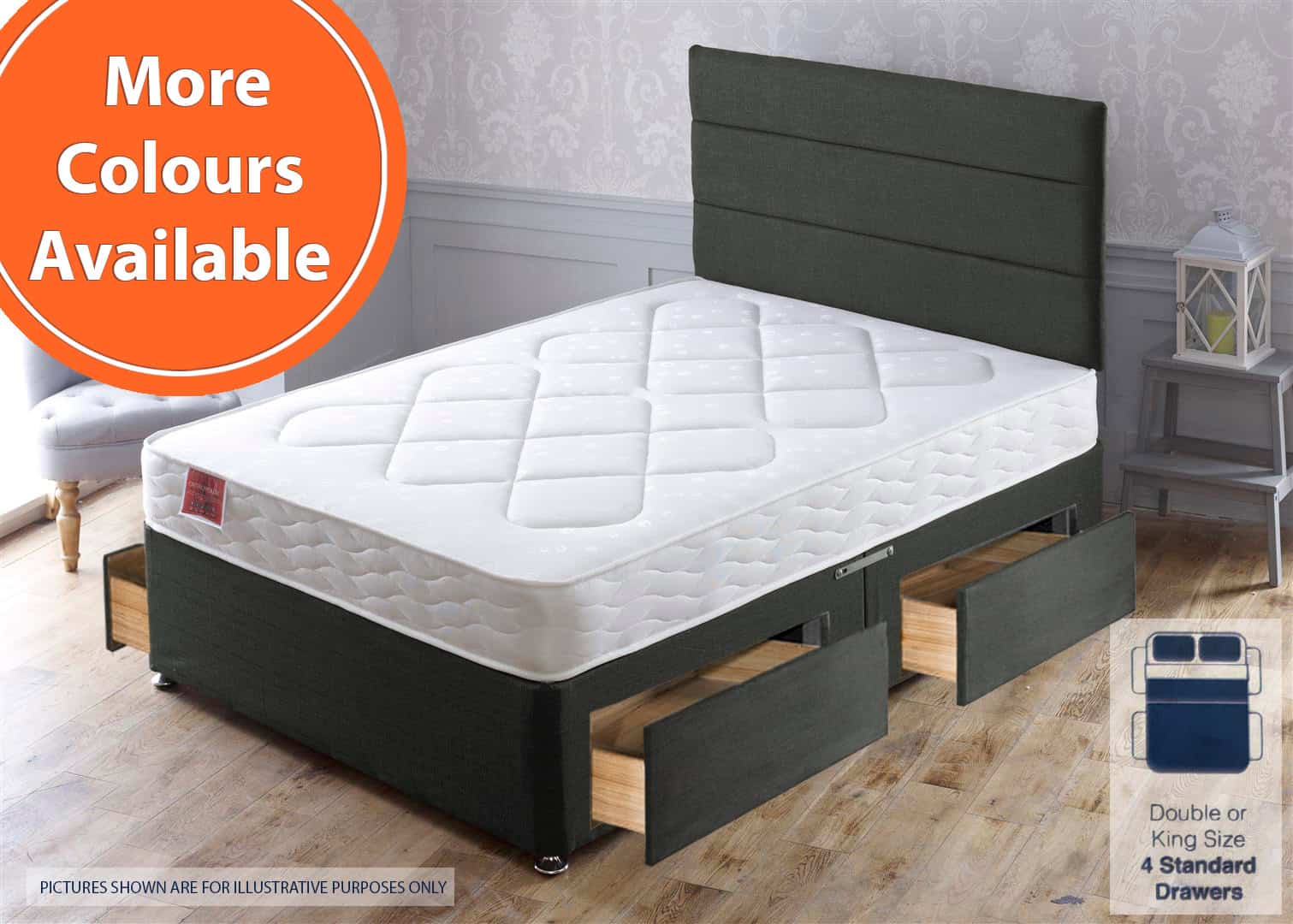 Apollo 4ft6 Damask 4 Drawer Bed | Buy Online | Beds.ie