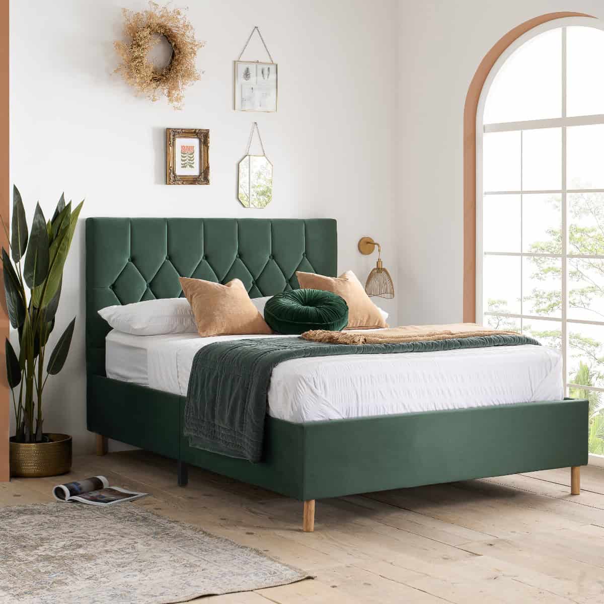 Loxley 4ft Bedframe - Green Velvet | Buy Online | Beds.ie