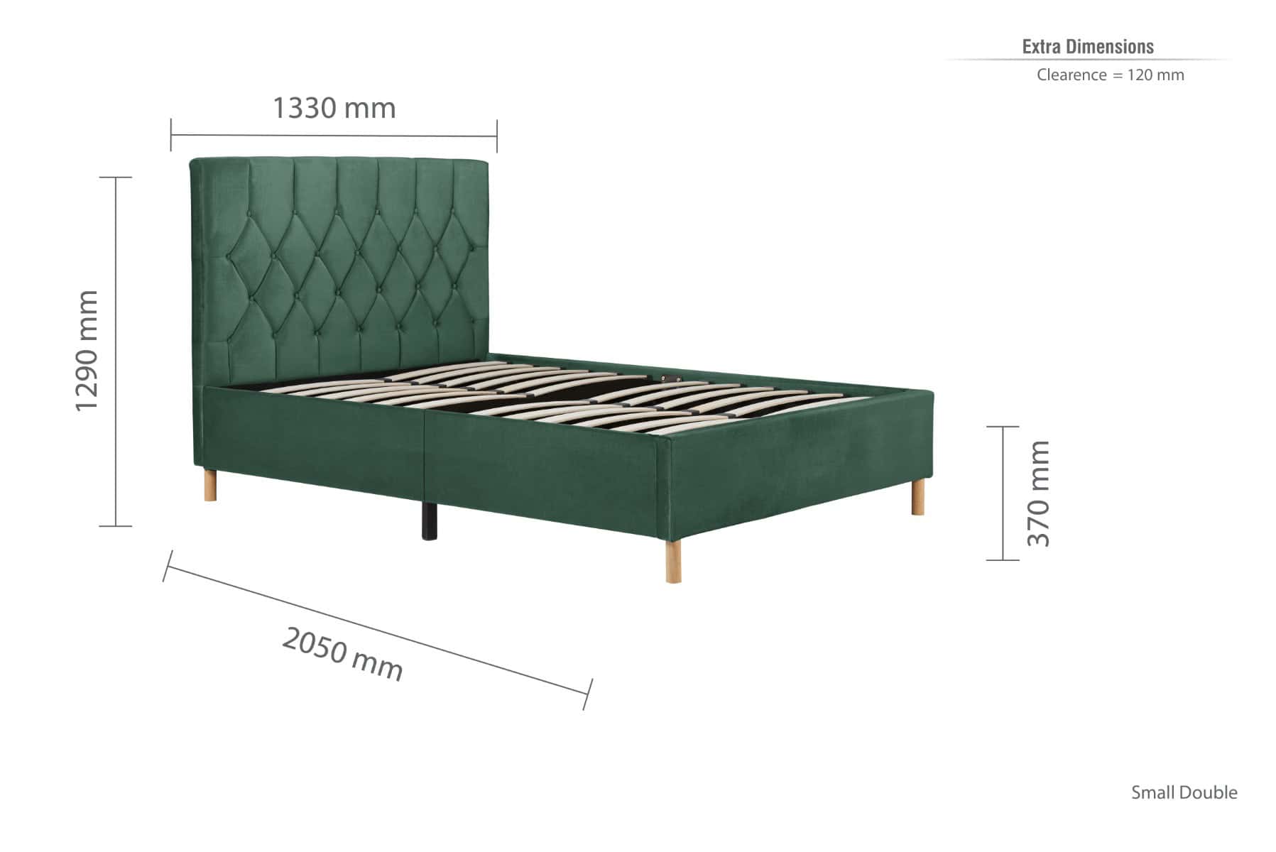 Loxley 4ft Bedframe - Green Velvet - Image 7