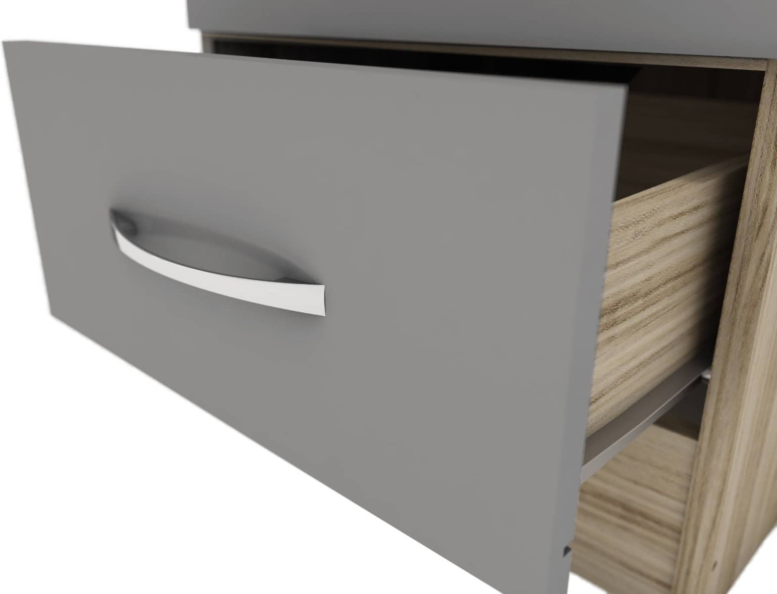 Nevada 1 Door 1 Drawer Wardrobe - Grey Gloss/Light Oak - Image 4