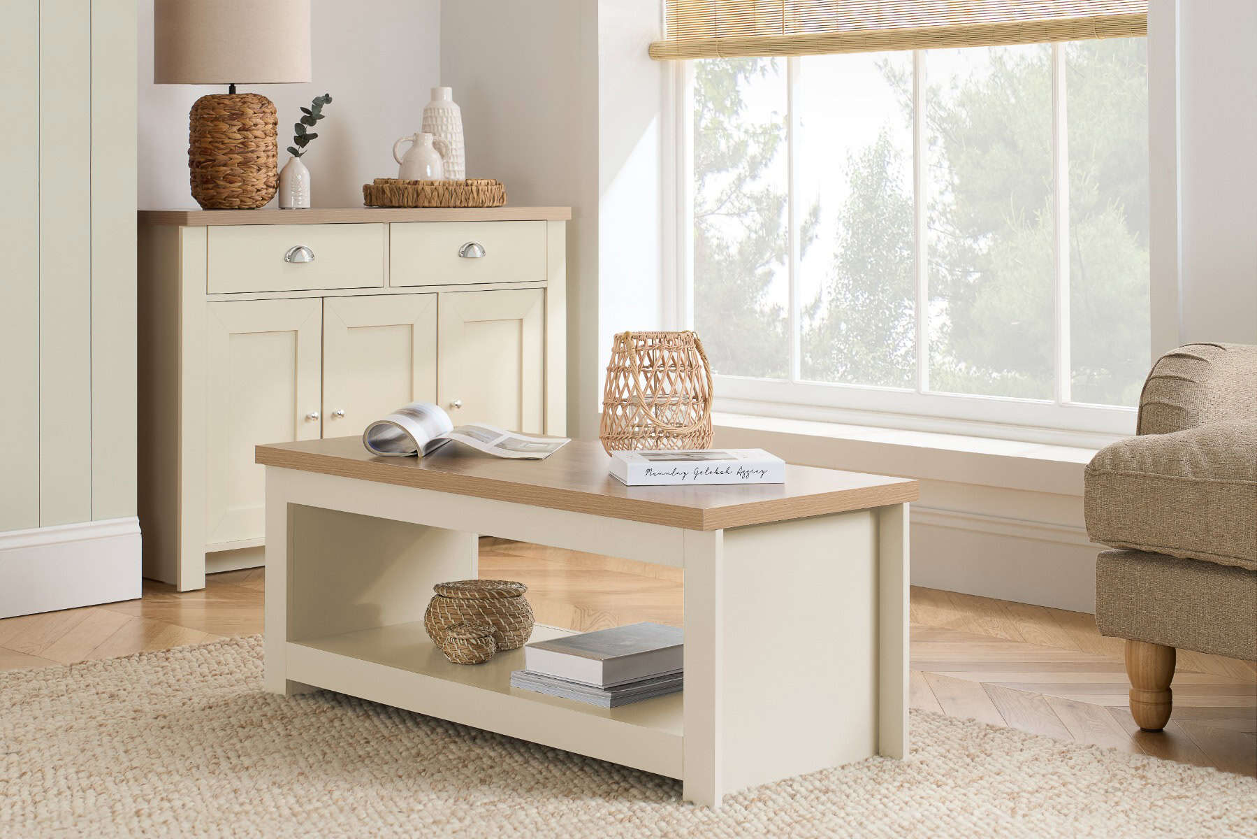 Highgate Coffee Table - Cream & Oak | Buy Online | Beds.ie