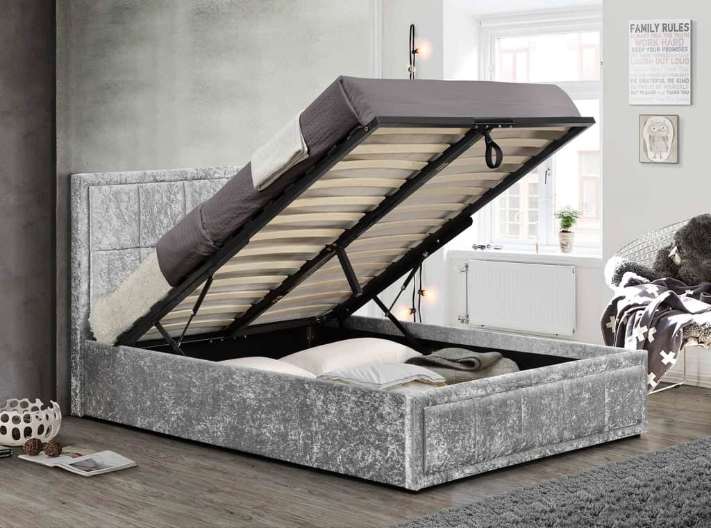 5ft Hannover Ottoman - Steel Crushed Velvet | Buy Online | Beds.ie