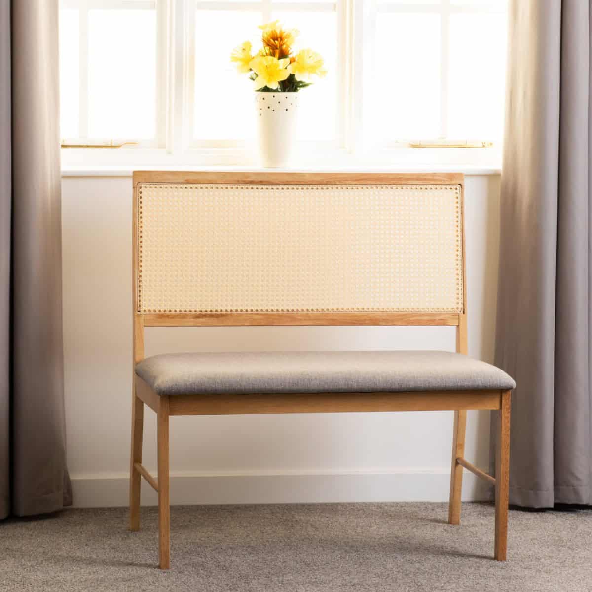 Ellis Dining Bench - Oak & Grey Fabric | Buy Online | Beds.ie