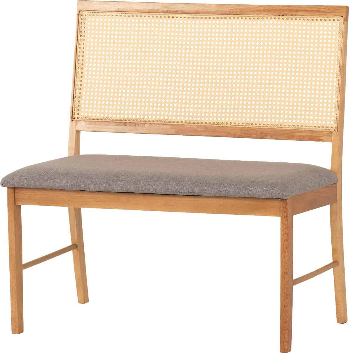 Ellis Dining Bench - Oak & Grey Fabric - Image 2